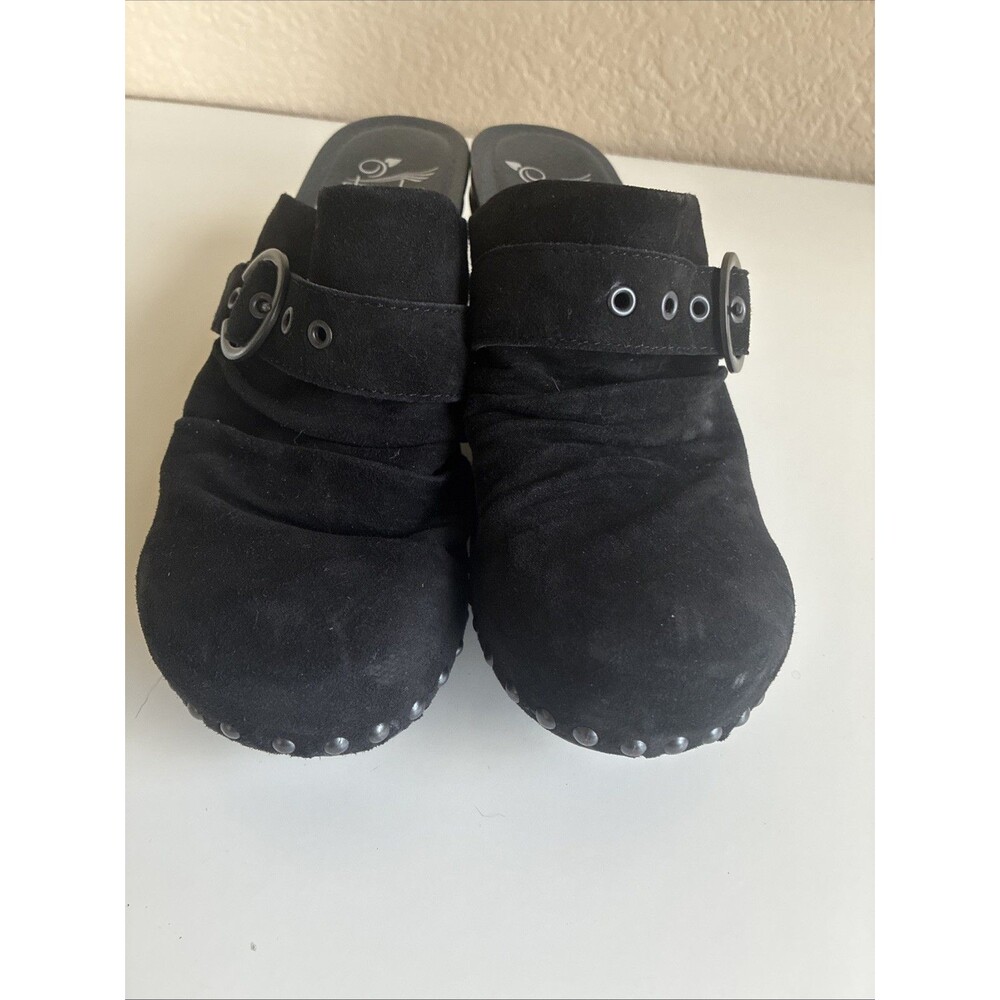 Dansko Shoes Womens 8.5 EU 39 Nadine Clogs Heel Black Suede Studded Mule - Picture 6 of 9